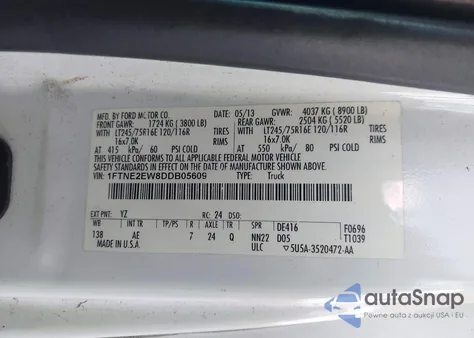 2013 Ford E-250 Commercial из США, поврежденный, VIN 1FTNE2EW8DDB05609